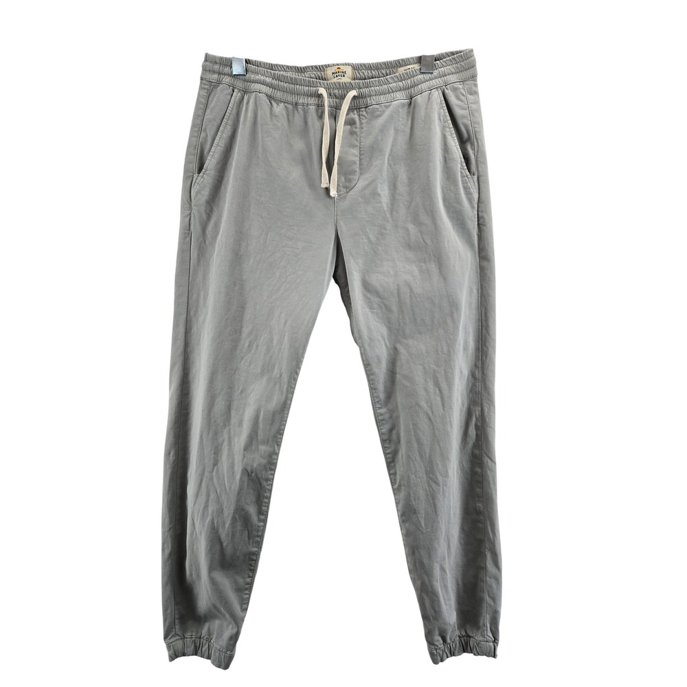 Marine Layer Mens Slim Fit Jogger Pants Grey Organic‎ Cotton Stretch Large